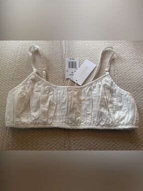 l*space White Ruched Bralette Bikini Top